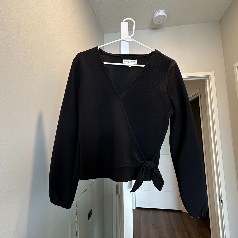 Madewell Tie Waist White Long sleeve Blouse